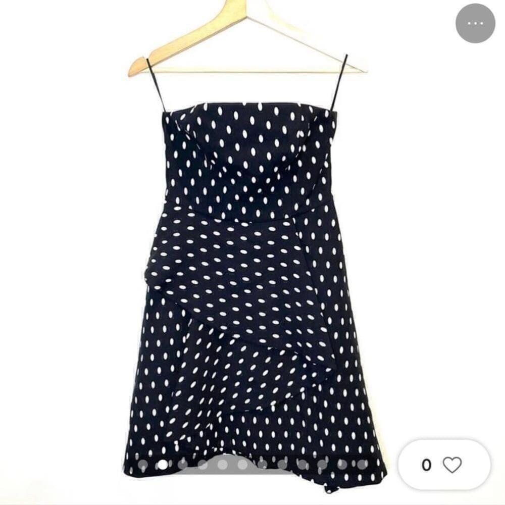 KEEPSAKE Soul Fire Mini Dress Size Small polka dot, black and white, strapless